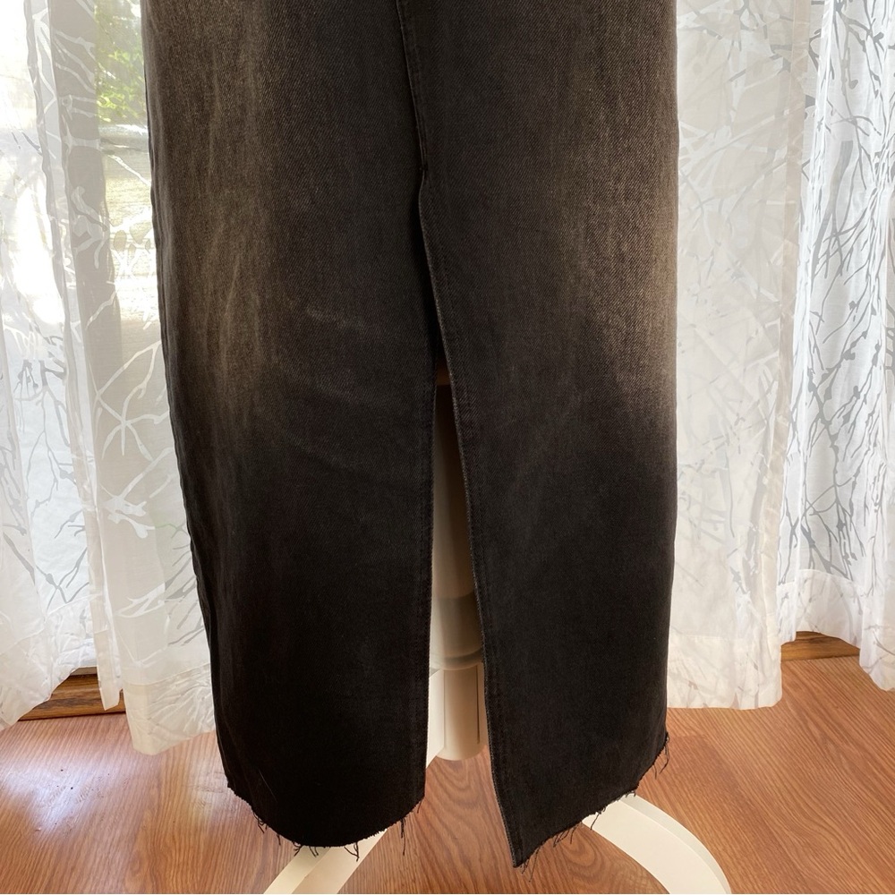 REFORMATION JEANS BLACK NILA DENIM FRONT SLIT MAXI SKIRT - Picture 3 of 15